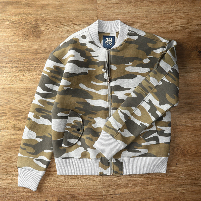 (Love Camouflage Series) Men's Space Cotton Jacket Baseball Collar Camouflage Jacket Men's
