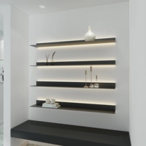 Minimalist luminous shelf on the wall bookshelf wall hanging one word partition with light LED laminate hand-made decorative frame iron art