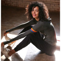 GYMNA spring sports womens hooded fitness clothes womens tight jacket finger running quick-drying T-shirt yoga suit long sleeve