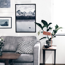 CoolerColour Nordic Contracted Illustrator Works Snowhill Lake Water Decoration Painting Poster Art