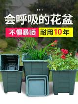 Dingtype Qingshan root control basin second generation thickened square green mountain basin square root control flower pot resin plastic basin made in China