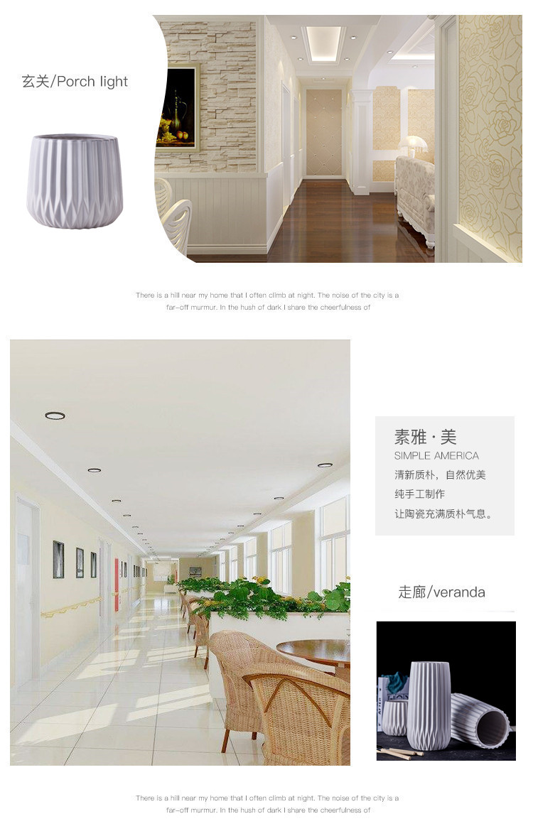 Bình gốm hoa chậu dải hoa trắng đơn giản hoa khô cắm hoa hoa thủy canh Bắc Âu hoa nhân tạo - Vase / Bồn hoa & Kệ mẫu chậu cây cảnh đẹp
