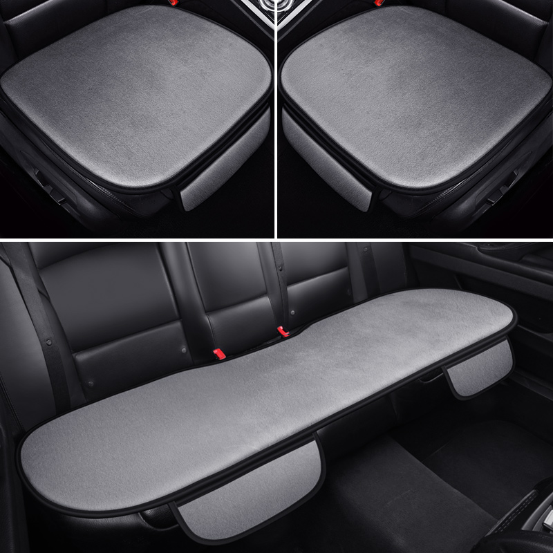 Winter short plush thermal car seat cushion three-piece set single piece seat cushion anti-slip car mat single fart pad rear cushion