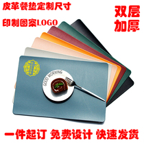 Leather western place mat with customized logo and printed pattern PU waterproof and oil-proof table mat non-slip heat insulation mat washable