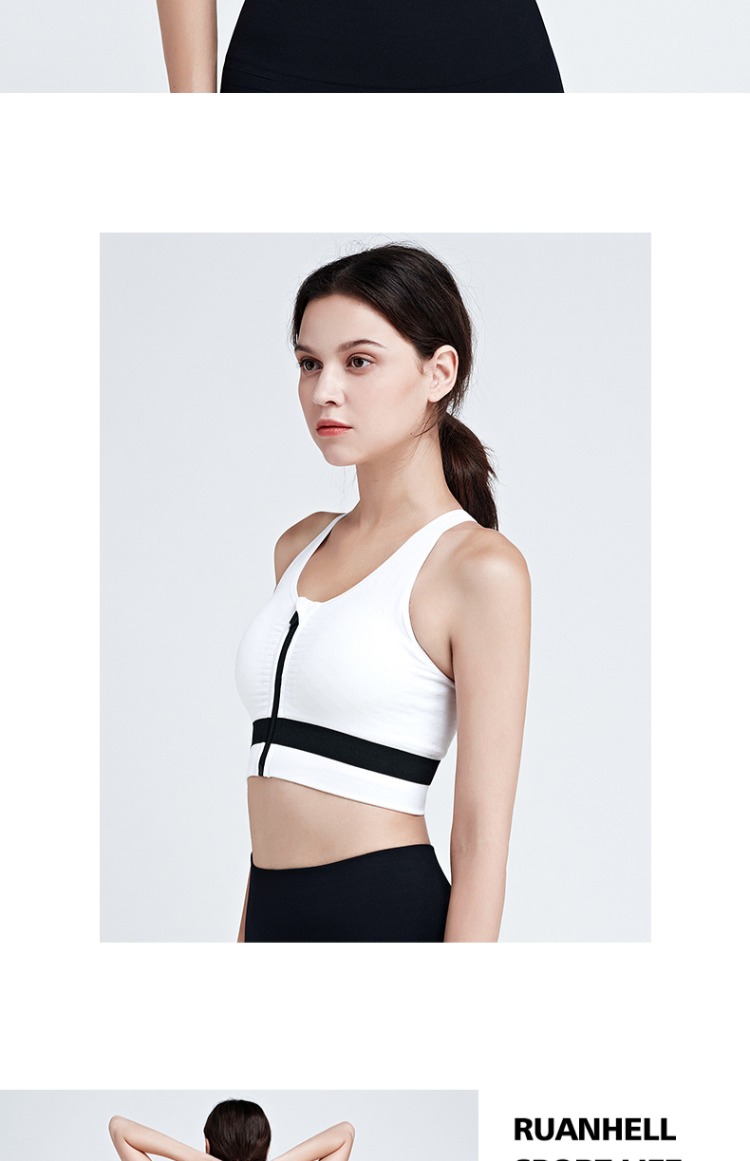 Đồ lót thể thao kiểu vest phía trước dây kéo chống sốc thu thập định kiến ​​chạy nhanh khô ngực lớn kích thước lớn yoga đẹp trở lại áo ngực áo tập puma