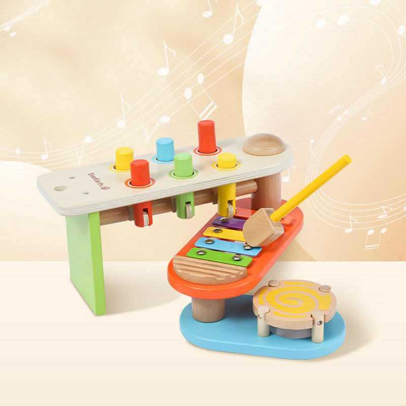 EverEarth knockout stage small xyloist three-in-one baby children instrumental baby Puzzle Wooden Musical Toys