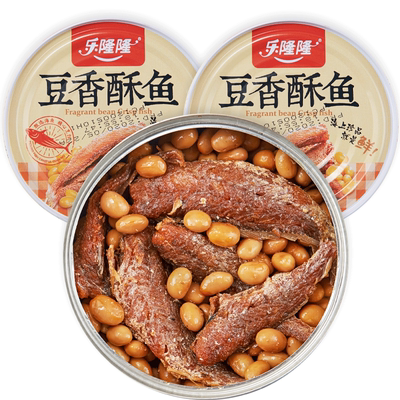 乐隆隆 豆香酥鱼140g 海鲜熟食即食罐装小黄花鱼深海鱼海鲜鱼罐头