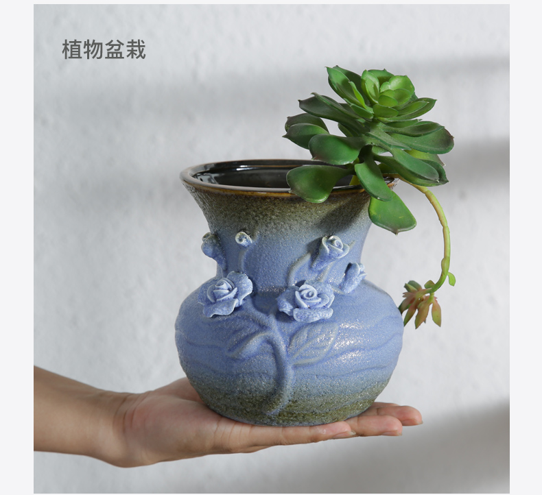 Fleshy mage, high pot with meat and old running the ceramic flower, dried flower vase interior furnishing articles, green plant flowers