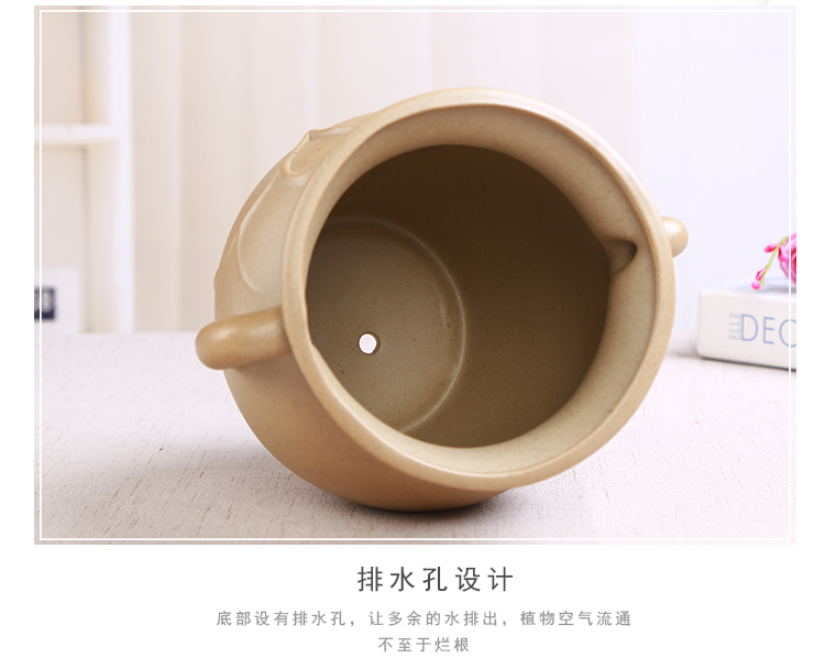 Coarse TaoSu burn breathable ceramic flower POTS of meat meat the plants more old high running with large diameter black mage, ceramic flower pot