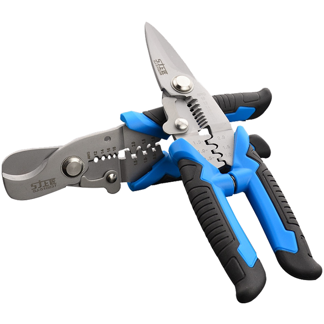 Shangjiang wire stripping pliers multifunctional electrician pliers crimping wires pliers ຕັດສາຍເຄເບີນ scissors stripper wire stripping pliers