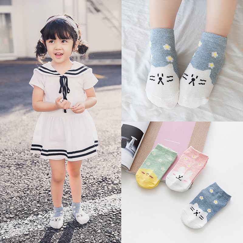 Children's socks for boys and girls thin spring and summer cotton kindergarten baby 3-5-7-9-10 years old children's socks