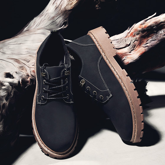 2025夏季新款男靴子低帮磨砂马丁鞋男士马丁靴男潮靴英伦工装短靴