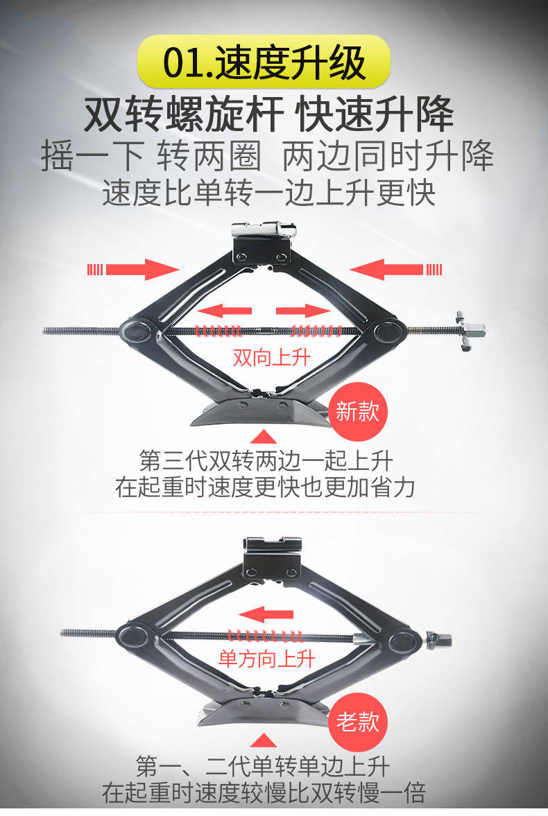 Домкрат 汽车1加长型面包车螺纹修车超薄型五菱宏光s千斤顶通用型轻便换