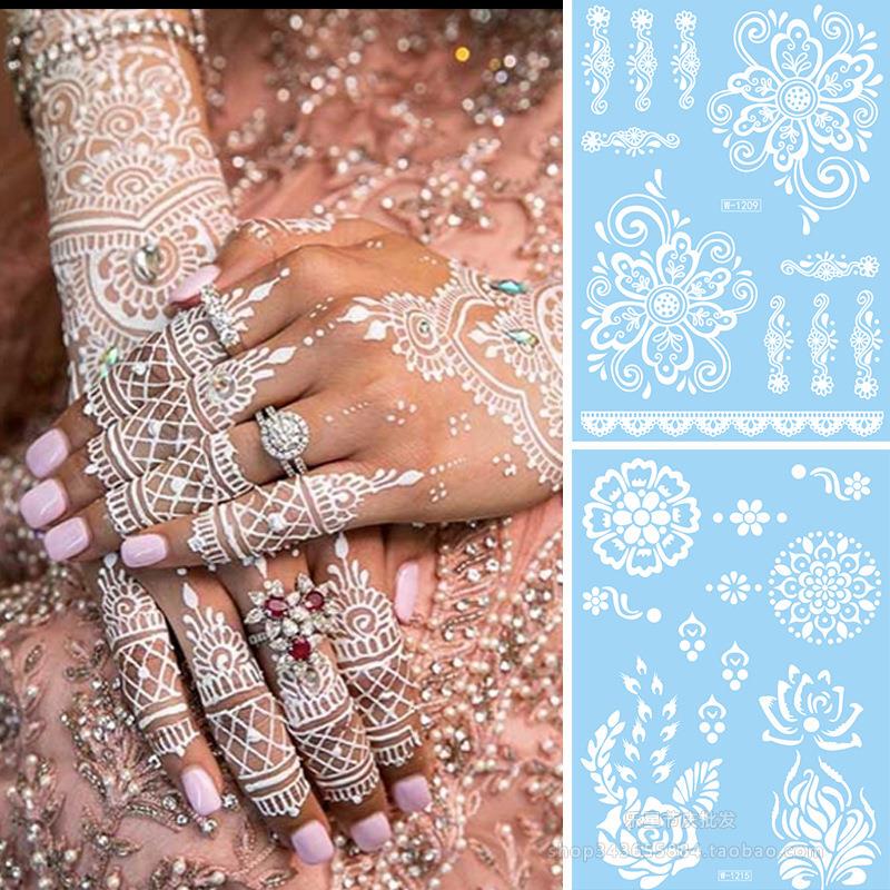 European and American White Lace Tattoo Stickers Waterproof Temporary Tattoos Hannah Bride Wedding Event Party Dress-Up Stickers