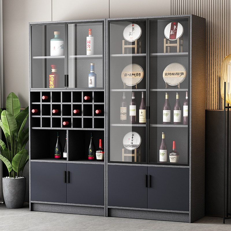 Wine cabinet display cabinet glass door transparent wine cabinet home floor double door small wine cabinet dining room wall red wine storage cabinet