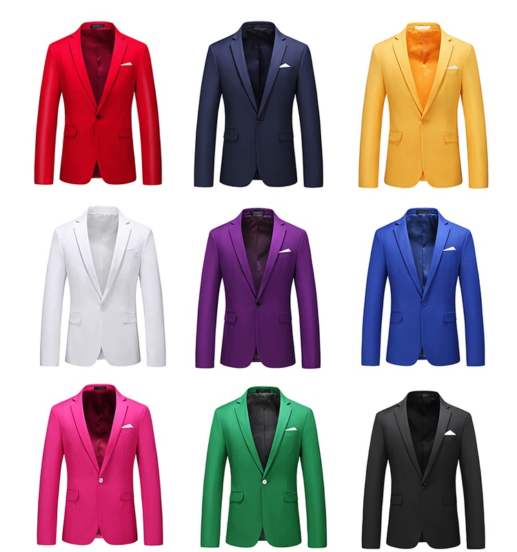 Men's White Plus-Size Business Casual Formal Suit Jacket Red Suit Set Colorful Stage Performance Dress