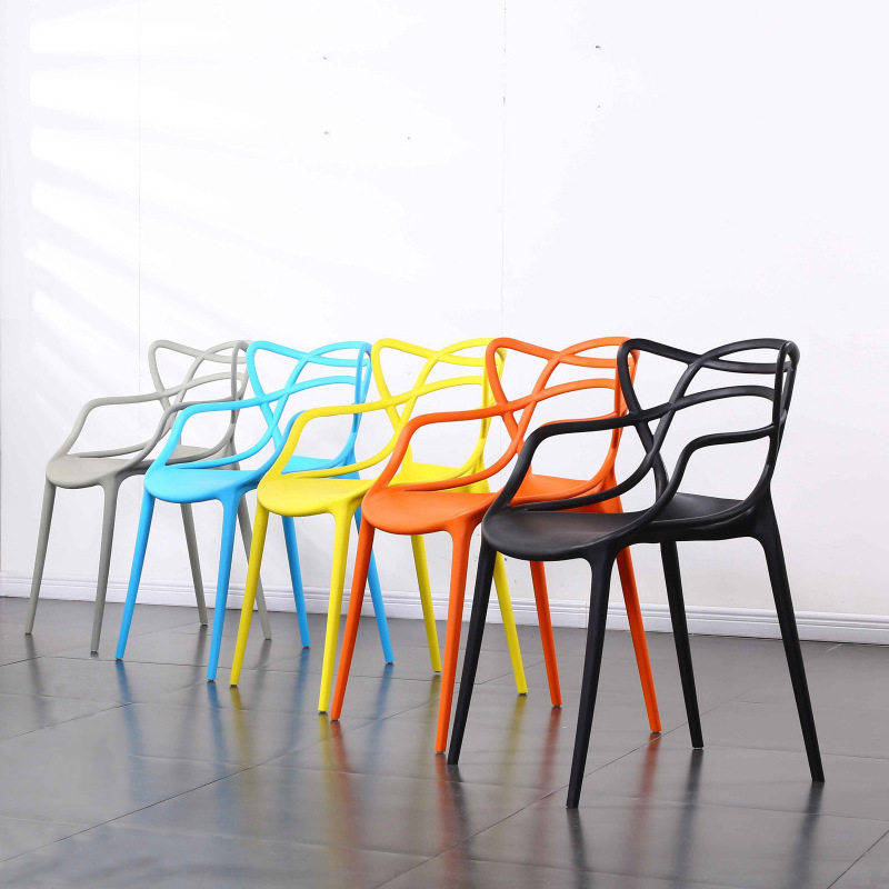 Nordic simple skeleton cat ear chair white plastic home dining chair office negotiation outdoor chair leisure vine chair