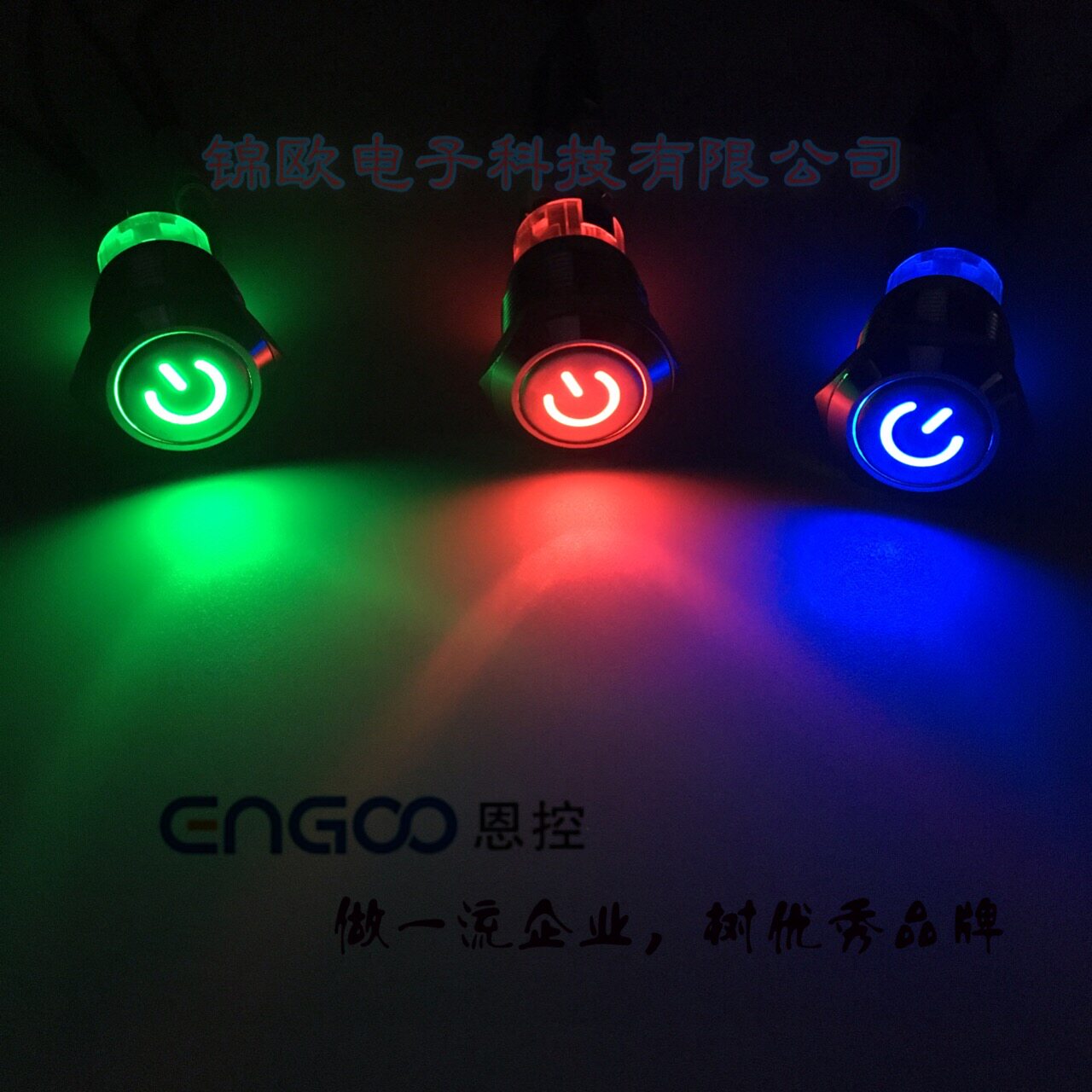 Encontrol EK-GQ19-11DP stainless steel waterproof power sign with light button switch silver alloy contact point