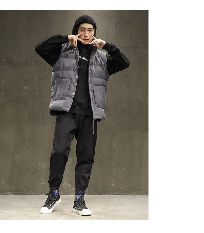Mùa đông dụng cụ nam giản dị áo vest vest dày lỏng lẻo không tay cotton phù hợp với vest nam vest vest áo vest nam tuổi 50