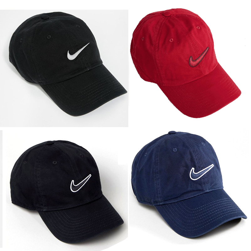 In-Stock Authentic Nike Black and White Sports Baseball Cap Unisex Sun Hat Travel Sunshade Hat Trendy New Style