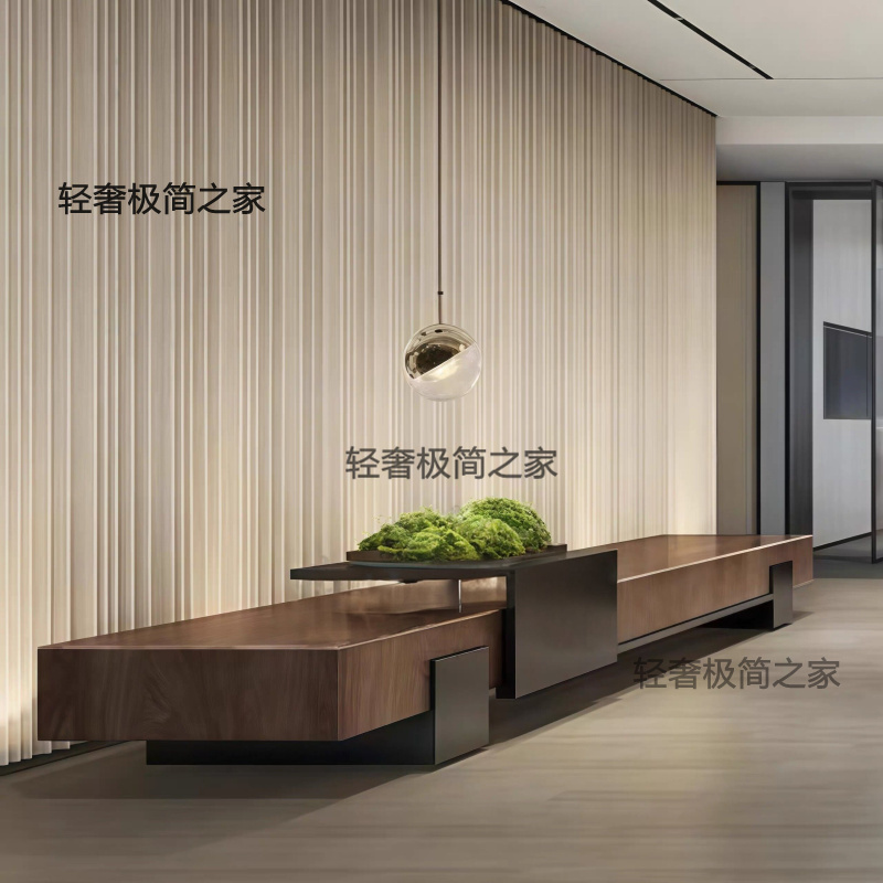 Designer Creative Solid Wood Bench for Sales Office, Mezzanine Landscape Leisure Seating Bench, Hotel Lobby Project Furniture