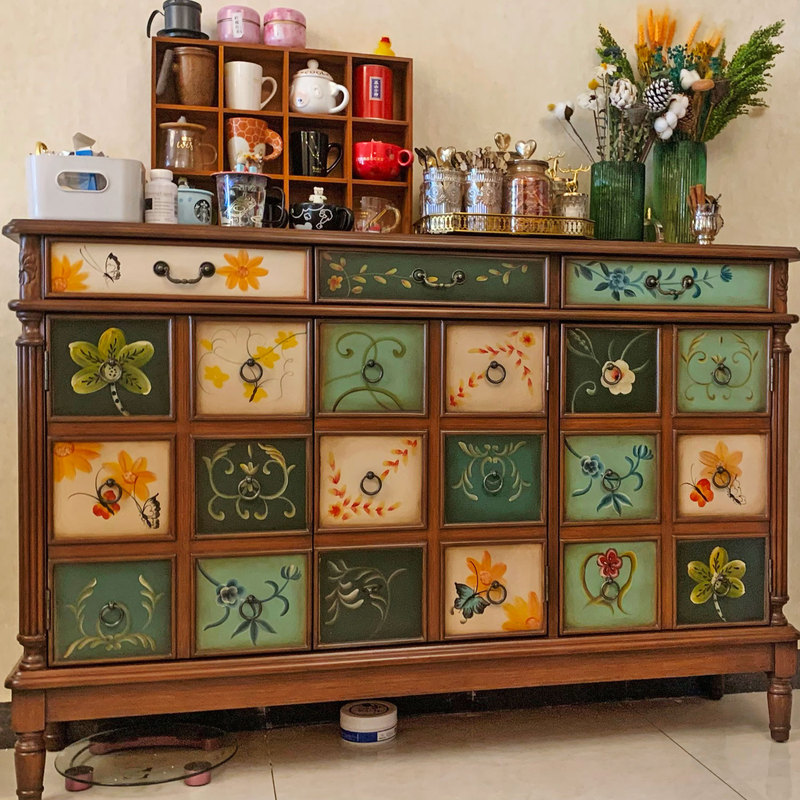 American-Style Shoe Cabinet for Home Entrance, Large-Capacity Entryway Cabinet, European-Style Solid Wood Sideboard, Storage Cabinet, Painted Foyer, Vintage American-Style Shoe Cabinet for Home Entrance, Large-Capacity Entryway Cabinet, European-Style Solid Wood Sideboard, Storage Cabinet, Painted Foyer, Vintage