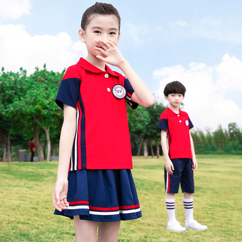 Kindergarten garden uniform summer short-sleeved class uniform summer primary school uniform children's British style suit graduation uniform customization