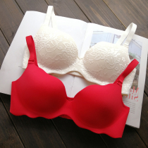 Red sexy underwear womens thin one-piece seamless bra without steel ring comfortable plus size fat MM white bra 90