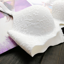 Sexy white lace underwear no steel ring summer ladies comfortable breathable bra one-piece seamless bra thin section