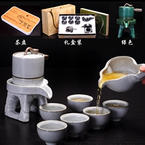 Lazy purple sand stone mill semi-automatic kung fu tea set portable household tea European style to run the whole set