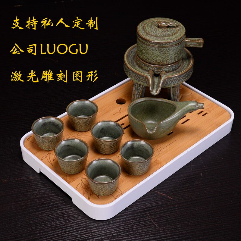 Sloth half fully automatic Gongfu tea furniture set group home minimalist tea maker stone grinding tray ceramic tea cup teapot tea