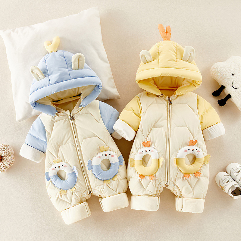Baby down Jacket Jumpsuit for Boys, Winter Clothes, Baby Winter Outfit, White Duck down Suit for Girls, Newborn Outing Clothing
