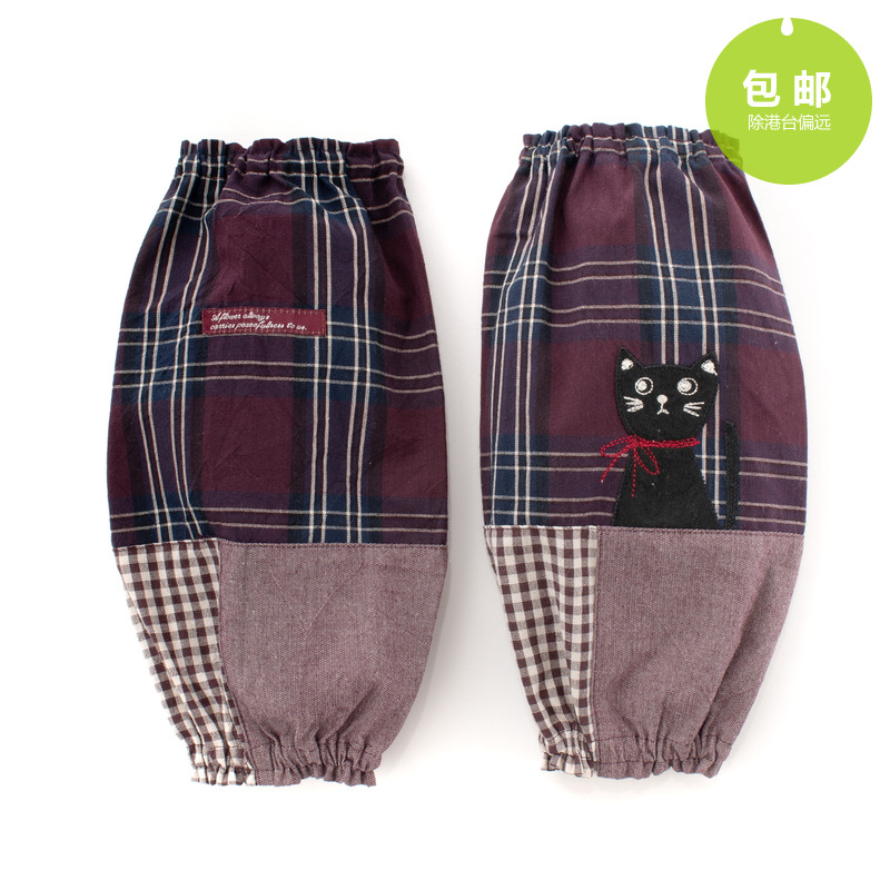 Exported to Japan 19 years new fabric embroidery bow tie cat housework home sleeves office student anti-dirty sleeves