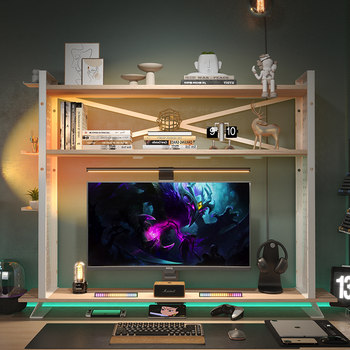Computer screen elevated office desktop storage rack hole board bookshelf student desk storage shelf
