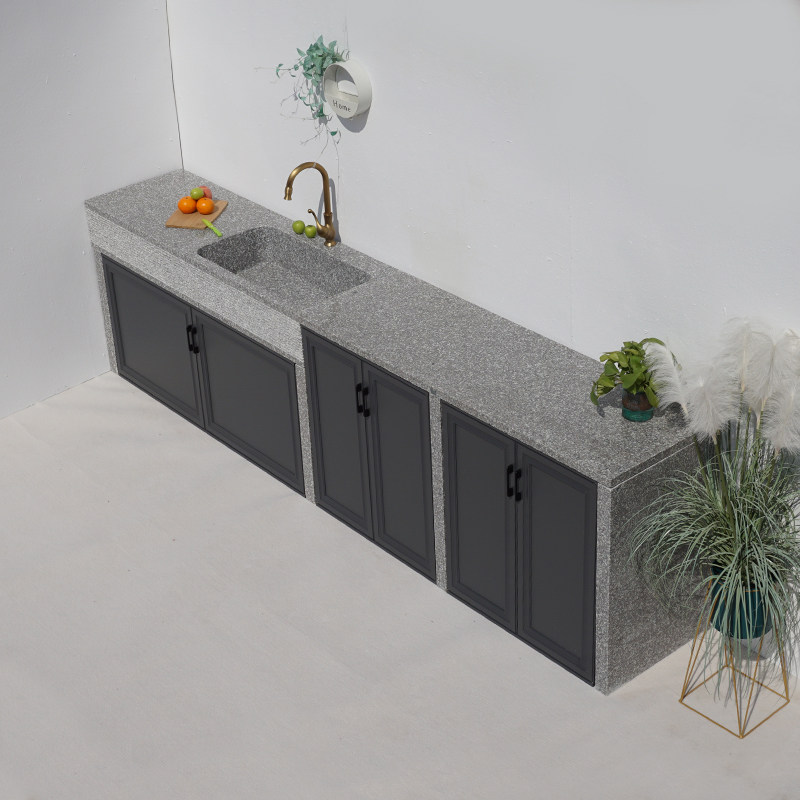 Marble outdoor barbecue table villa garden outdoor washbasin courtyard outdoor vegetable washing operation table pool integrated