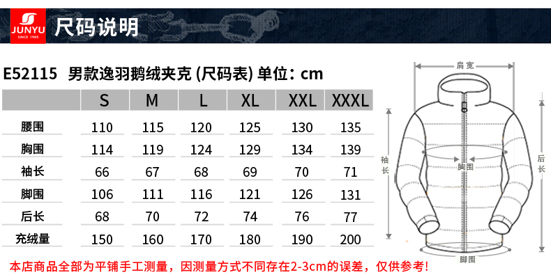 君羽 2020秋冬新品 800蓬170克90%鹅绒 男加厚防水防风羽绒服 可抗-20℃ 图19