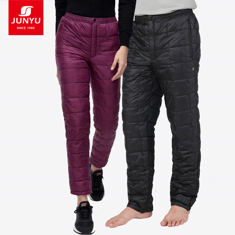Junyu outdoor down pants 800 pens 90 goose down men and women autumn and winter light thick goose down pants wear inside and outside