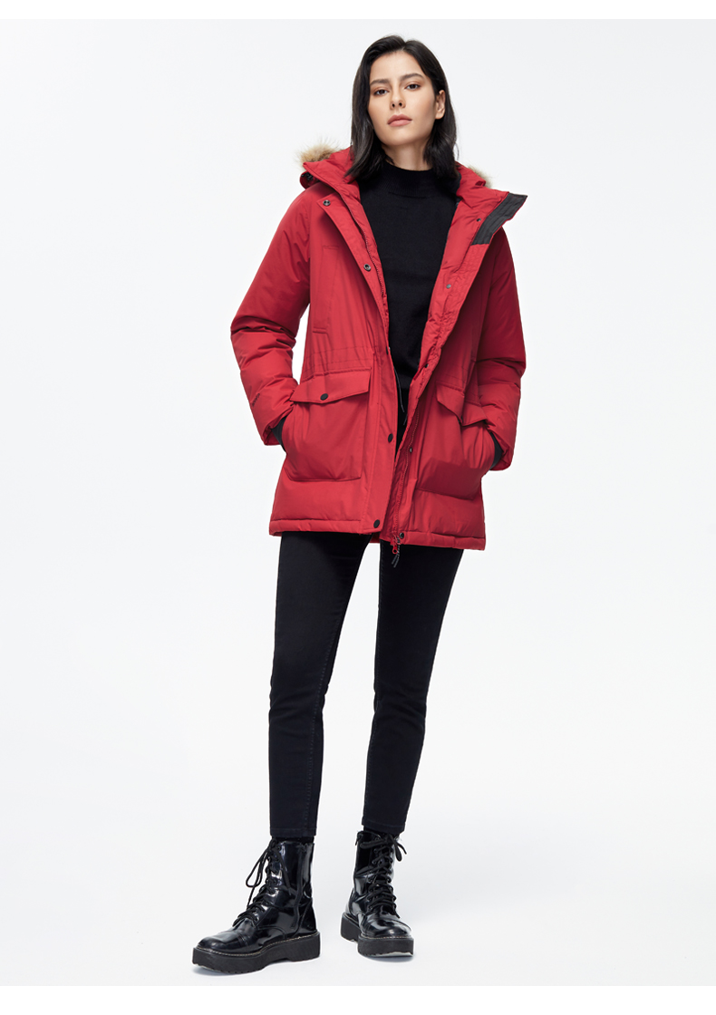 君羽 800蓬210克90%鹅绒 防风防雪 女大毛领中长款羽绒服 可抗-30℃ 图23