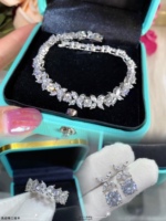 Sweet and cool style horse eye diamond hand-cut 925 sterling silver platinum plated light luxury niche design high-end eight hearts and eight arrows diamond