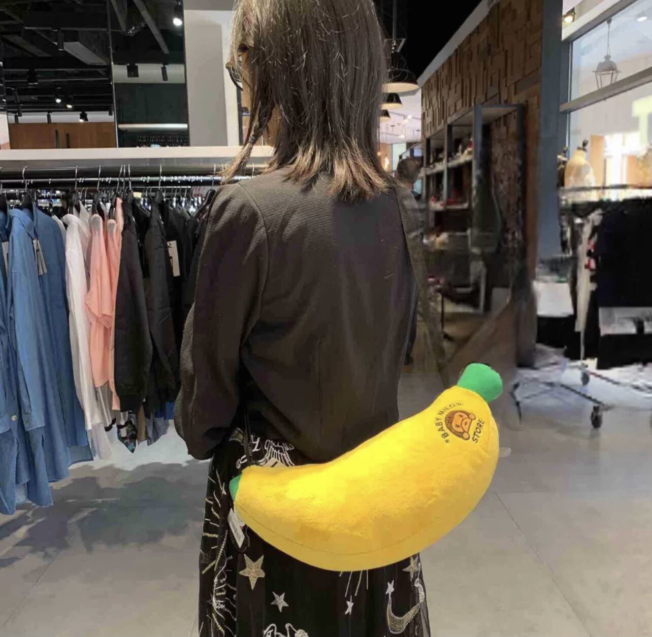 it Bape baby milo plush banana slanted satchel with single shoulder bag 04840327