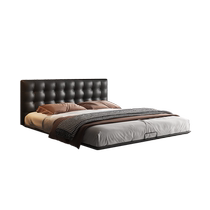 Dipu DYP-D1001 genuine leather suspended bed head layer cowhide master bedroom modern simple Italian style minimalist bed with lamp
