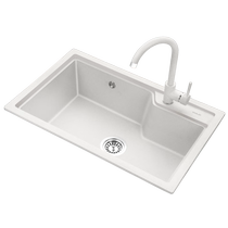 OULIN milk white quartz stone sink under-counter basin WGS106-02 with 8006K-02 faucet