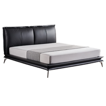 Gujia Home modern and simple Italian style large black cow suspended bed leather bed does not disturb each other master bedroom double bed 8192
