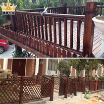 Anti-corrosion Wood carbonized wood wood door custom fence wooden fence grid outdoor courtyard garden guardrail double door custom-made