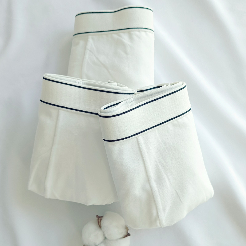 Men's Pure Cotton Underwear, Boys' White Light-Colored Wedding Photo Boxer Shorts, Solid Color, Breathable, Comfortable, Full Cotton Material