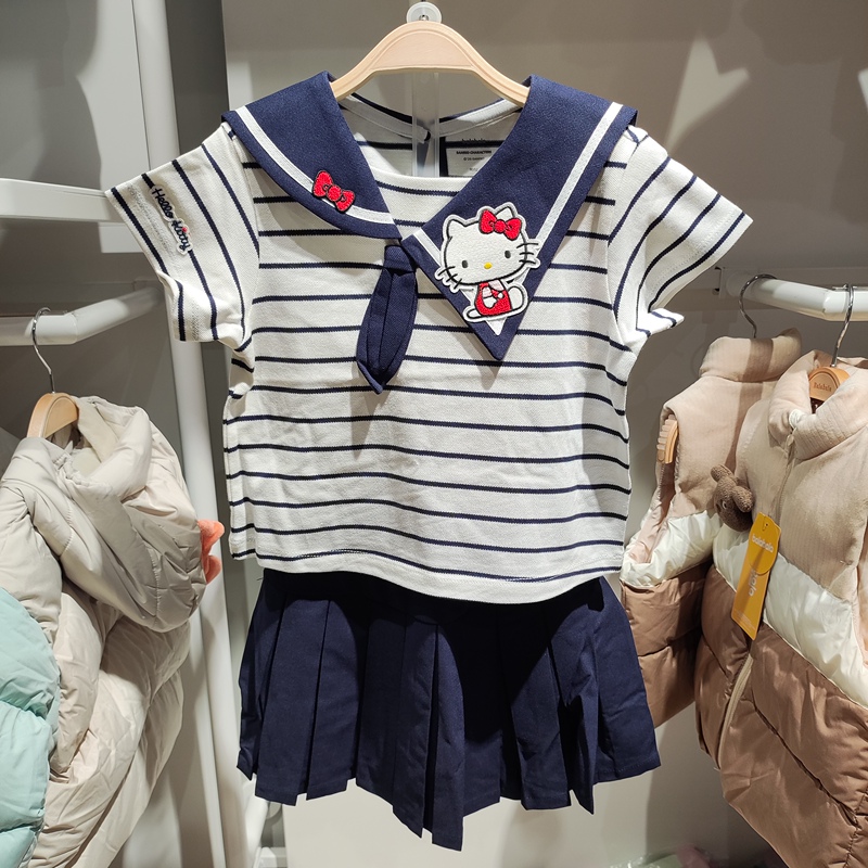 Girls' 90-120 Size Suit 2025 Summer New Style Kidsren's Casual Short-Sleeved Short Skirt Two-Piece Set 1225119003