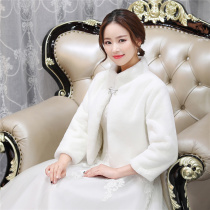 Wedding shawl winter wedding bride hair shawl winter long sleeve coat cheongsam white shawl women autumn winter warm