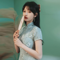 Cheongsam 2021 new cotton linen retro plain young girl skirt summer daily short dress women Summer