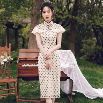 Cheongsam young summer 2021 New French niche new modified dress long polka lace