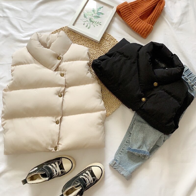 2021 Fall and Winter New Parent Bread Beats Men and Women Baby Little Collage Cotton Clamp thickened vest
